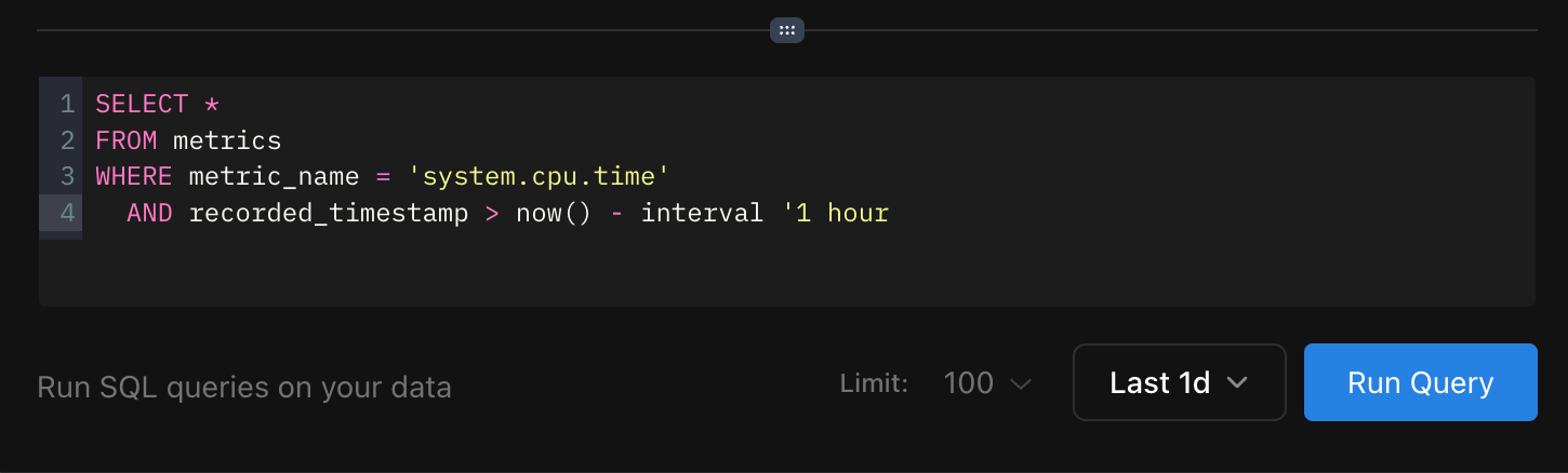 Logfire explore screen